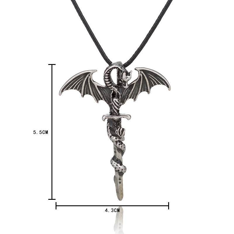 Fashion Trendy Men's Domineering Luminous Flame Dragon Necklace EX-STOCK