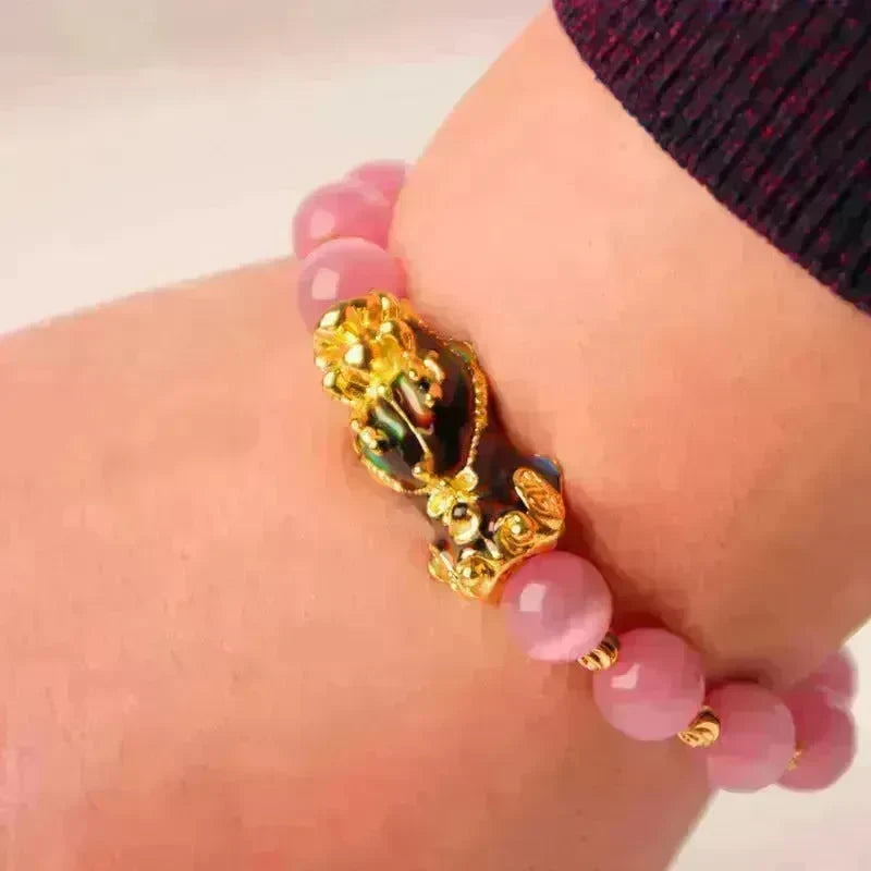3D Gold Plated PiXiu Crystal Beaded Bracelet - EX-STOCK CANADA