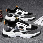 Black White Lace-up Sneakers Men Outdoor Breathable Casual Mesh Shoes Lightweight Running Sports Shoes - EX-STOCK CANADA