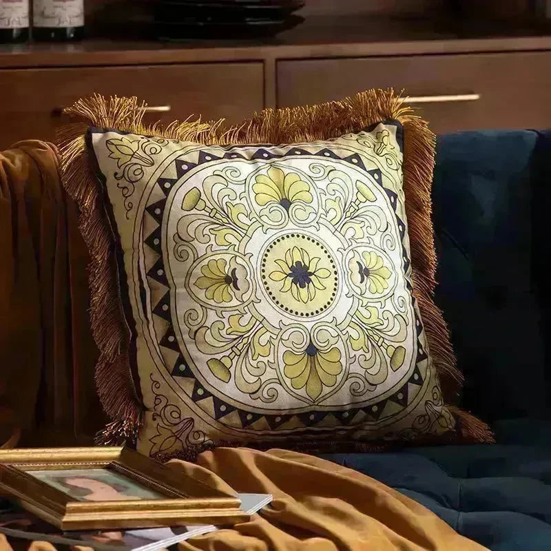 Pillow Sofa High-grade Sense Tassel Light Luxury style-gold rimmed Pillows - EX-STOCK CANADA