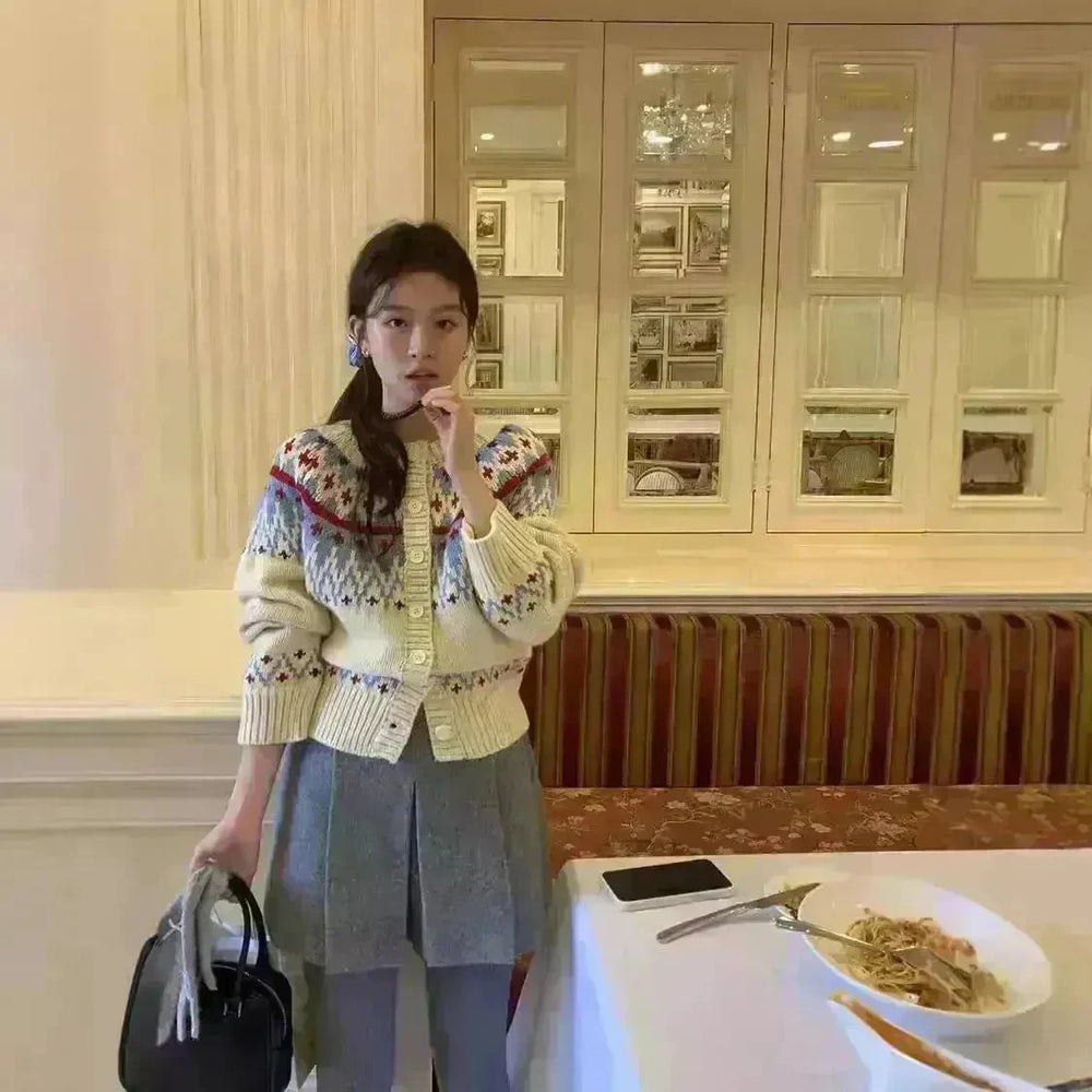 Thickened Jacquard button Knitted Sweater for Women Autumn And Winter - EX-STOCK CANADA
