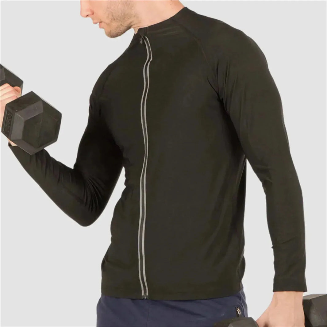 Men's Zip Compression sweat Sauna Vest Long Sleeve Sleeve
