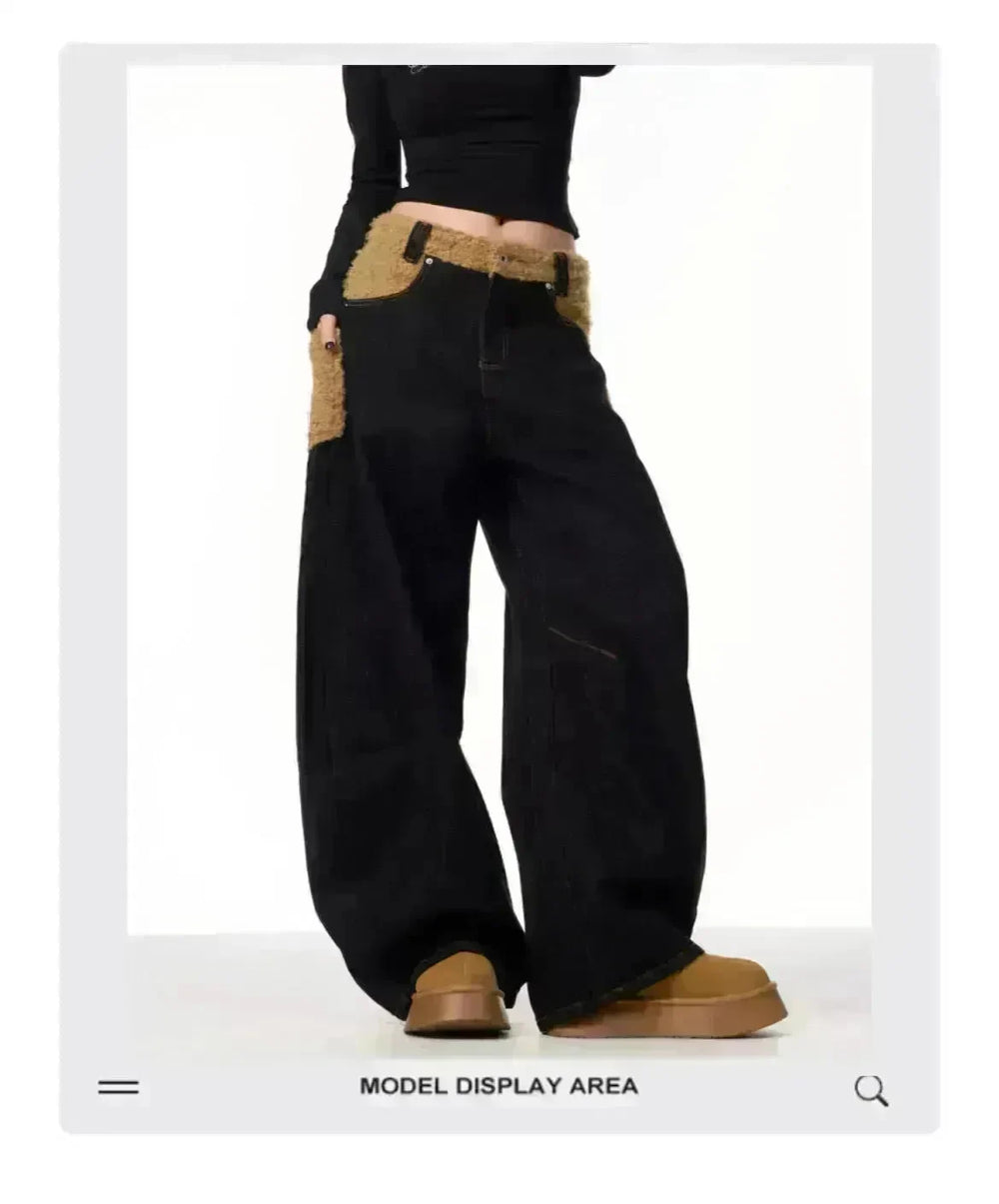 Retro Minority Design Inside-out Wear Stitching Baggy Jeans Pant For Women - EX-STOCK CANADA