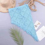European And American Women's See Through Hollow Knitted tassel fringe Slant Beach Skirt - EX-STOCK CANADA