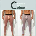 Men's Ultra thin Ice Silk Long John Skinny Flesh Nude Reflective Slim Leggings - EX-STOCK CANADA