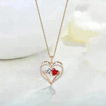S925 Silver Double Love Collar con Rhinestones Fashion Personalidad Collar en forma de corazón Regalo de San Valentín