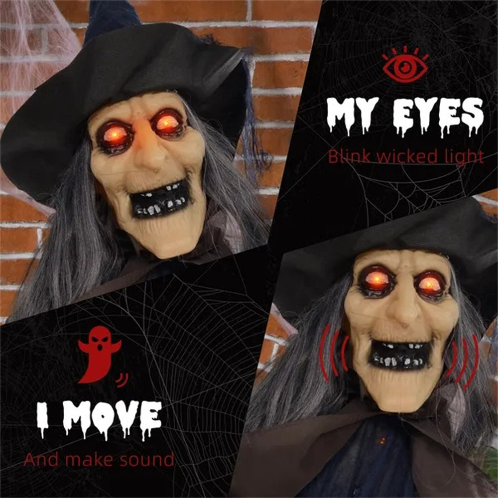 6.2' Life Size Decoration Animatronic Witch W Broomstick Outdoor Halloween, Sound  Motion Activated W Light Up Eyes EX-STOCK Canada 