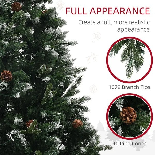6 Foot Prelit Artificial Christmas Tree With Dual Colour LED Light, Hinged Xmas Tree For Home Office Holiday EX-STOCK Canada 
