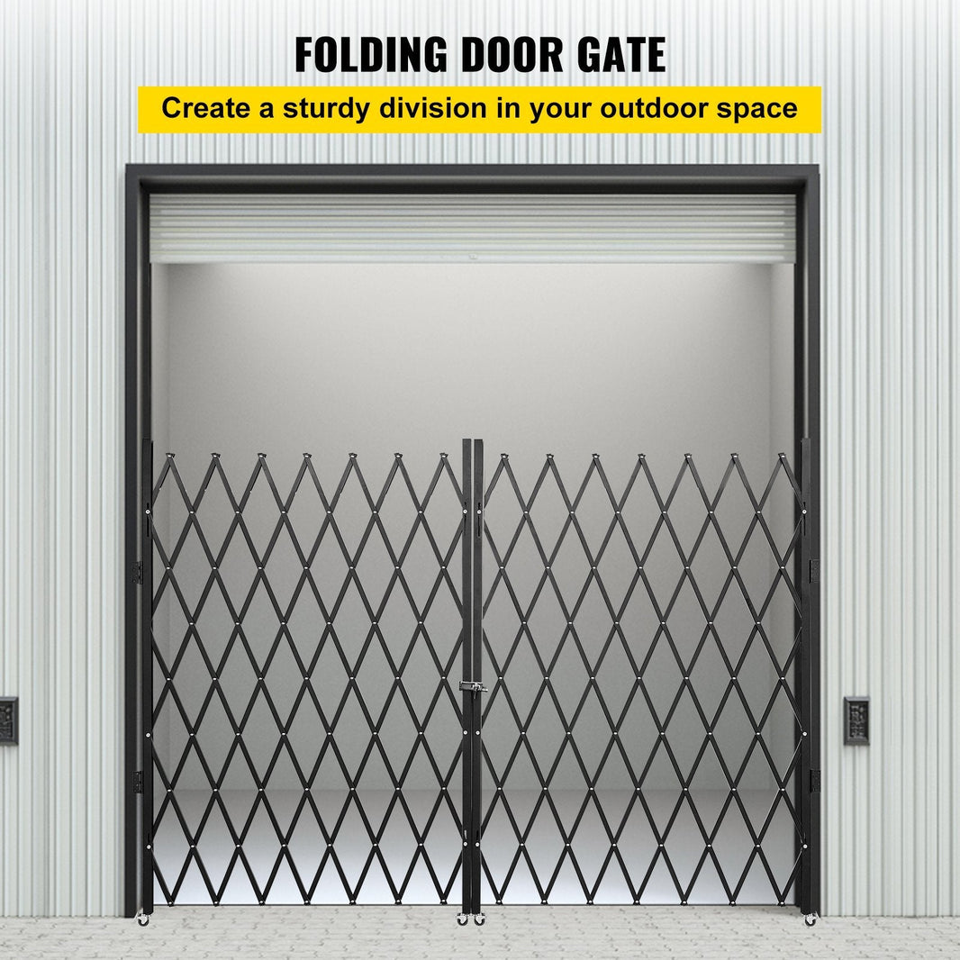 Double Folding Security Gate, 5.1 H X 10.2 W Folding Door Gate, Steel Accordion Security Gate, Flexible Expanding Security Gate, 360 Rolling Barricade Gate, Scissor Gate Or Door With Keys EX-STOCK