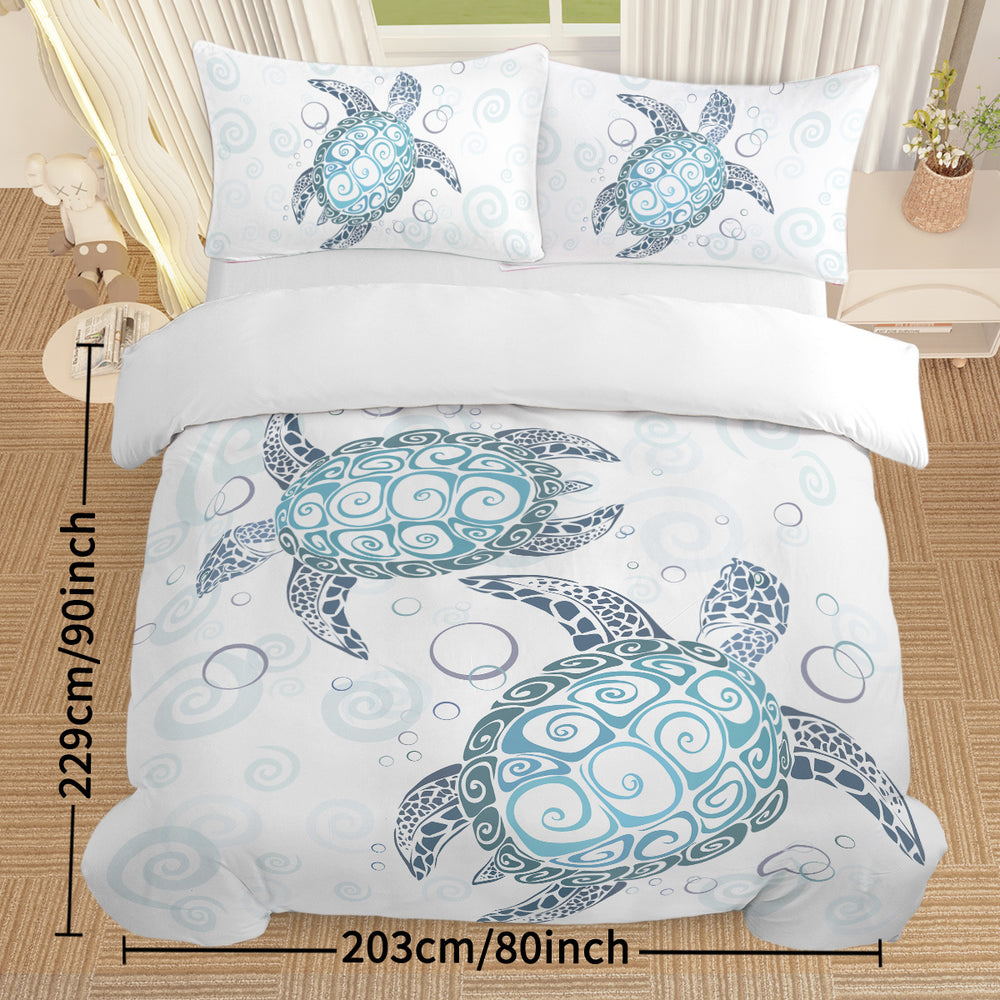 Sea Turtle Bedding Aqua Teal Blue Duvet Cover Sets Beach Turtle Bed Sets Ocean 3 Piece Turtle Themed Comforter Cover With 2 Pillowcases Twin Full Queen King Size EX-STOCK Canada 