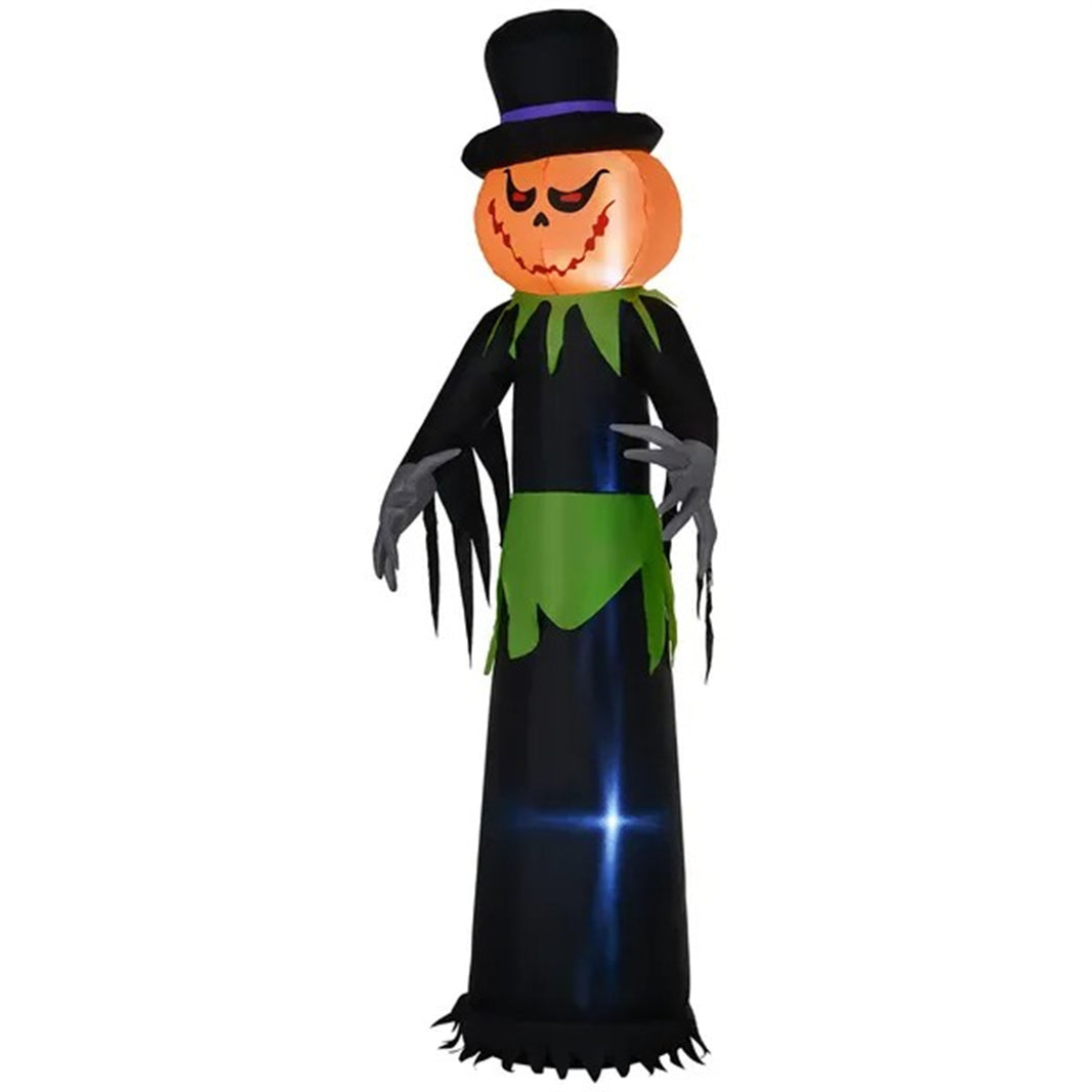8ft Halloween Inflatable Pumpkin Head Ghost In A Hat, Outdoor Blow-Up Decoration With LED Lights For Yard Display EX-STOCK Canada 