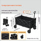 Black foreign trade model 6-inch folding utility cart with dimension annotations, load capacity of 80kg, stacking capacity of 130L, folded size 46*68*11cm, and feature callouts on a light gray background.