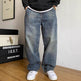 Heavyweight Washed Vintage Jeans – Unisex Baggy Straight-Leg Denim (M–8XL)