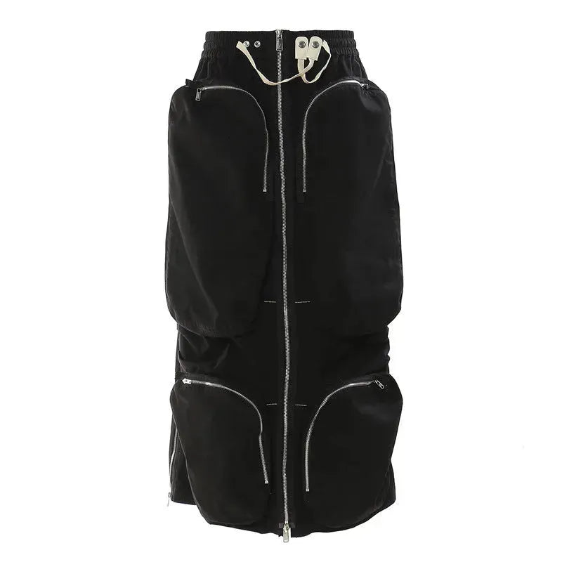 Three-dimensional Camouflage Zipper Pocket Side Slit  pencil Midi Cargo Skirt - EX-STOCK CANADA