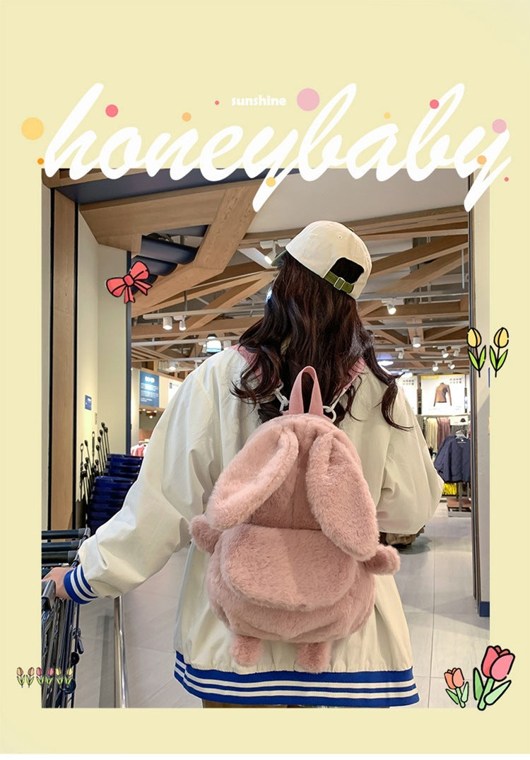 Autumn And Winter Plush Backpack With Large Capacity EX-STOCK