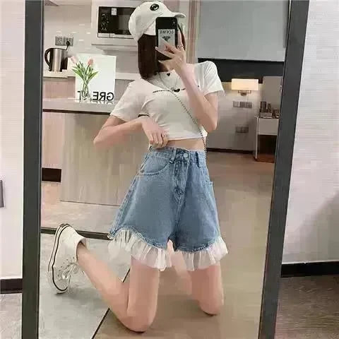 High Waist Design Denim Shorts For Women - EX-STOCK CANADA