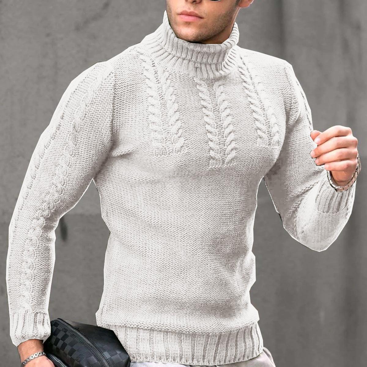 Men's Turtleneck Twisted Long-sleeved Sweater Thermal Head Cover |