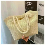 Large Capacity Straw Beach Shoulder Bag Shopping Bag - EX-STOCK CANADA