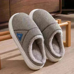 Solid Striped Home Slippers Winter Warm Fleece Shoes Men Indoor Bedroom Floor Plush Slippers For Women Couple - EX-STOCK CANADA