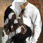 Half Button Sweinshirt Winter 3D Impresión digital Digital Rewe Teck