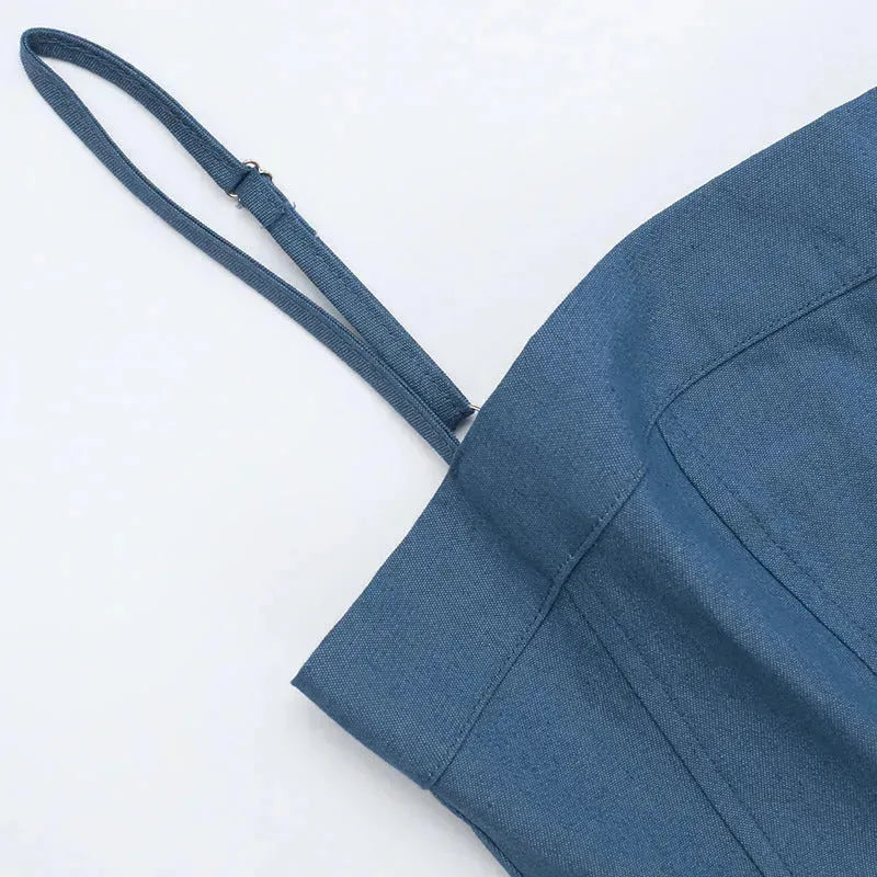 Denim A- Line Dress Women's Hot Girl Strap Length - EX-STOCK CANADA