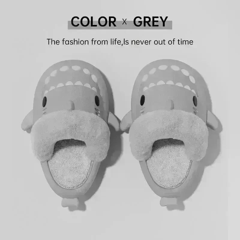 Winter Shark Slippers Detachable Warm Fuzzy Slippers Bedroom House Shoes Women - EX-STOCK CANADA