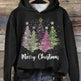 Round Neck Hooded Long Sleeve Four Christmas Trees Loose Hoodie Sweatshirt - EX-STOCK CANADA