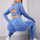 2pcs Sports Suits Long Sleeve Hollow Design Tops And Butt Lifting High Waist Seamless Fitness Leggings Sports Gym Sportswear Outfits Clothing - EX-STOCK CANADA