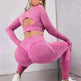 2pcs Sports Suits Long Sleeve Hollow Design Tops And Butt Lifting High Waist Seamless Fitness Leggings Sports Gym Sportswear Outfits Clothing - EX-STOCK CANADA
