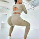 2pcs Sports Suits Long Sleeve Hollow Design Tops And Butt Lifting High Waist Seamless Fitness Leggings Sports Gym Sportswear Outfits Clothing - EX-STOCK CANADA