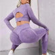 2pcs Sports Suits Long Sleeve Hollow Design Tops And Butt Lifting High Waist Seamless Fitness Leggings Sports Gym Sportswear Outfits Clothing - EX-STOCK CANADA
