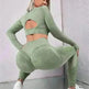 2pcs Sports Suits Long Sleeve Hollow Design Tops And Butt Lifting High Waist Seamless Fitness Leggings Sports Gym Sportswear Outfits Clothing - EX-STOCK CANADA
