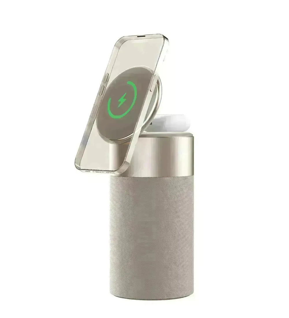 3 In 1 Multi-Function IPhone And AirPods Wireless Charger Portable Bluetooth Speaker With Touch Lamp For Home And Office - EX-STOCK CANADA