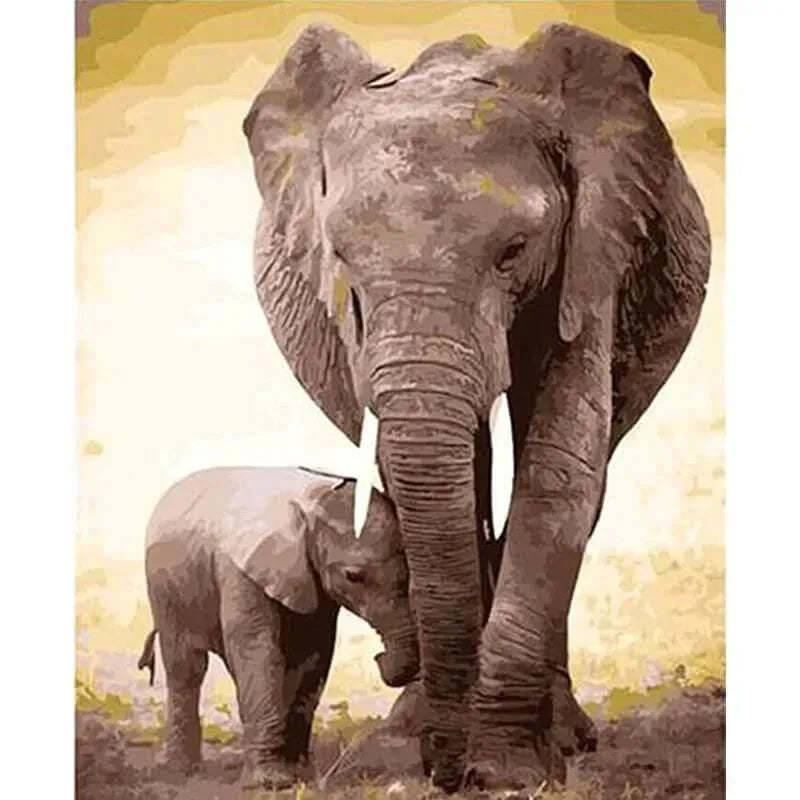 Mamma e baby elefante dipinto