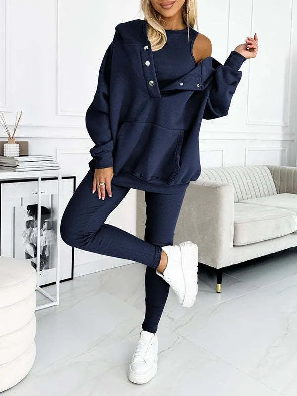 3pcs Women Hoodie Athleisure Outfit set sweatsuit set - EX-STOCK CANADA