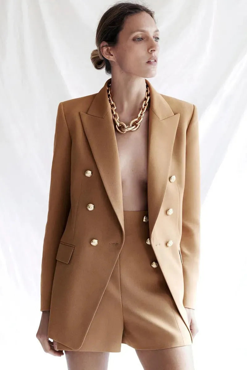 Simple Style Buttoned Casual Blazer Jacket Women - EX-STOCK CANADA