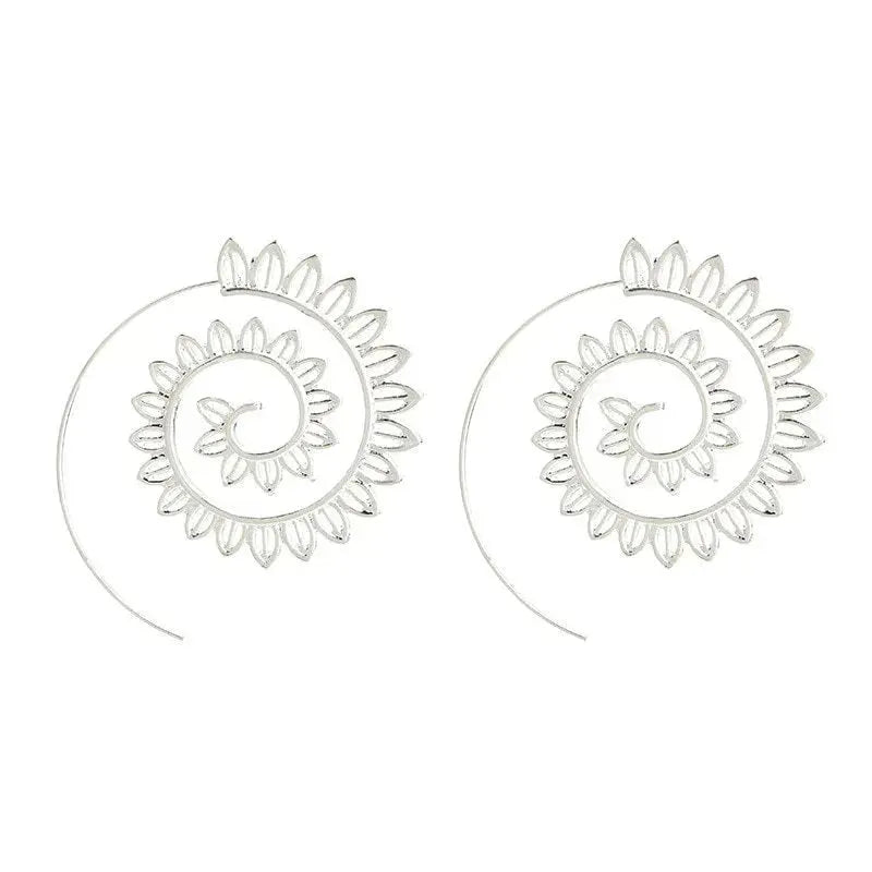 Round Spiral Earrings For Women Gold Color Big Exaggerated Gear Earrings - EX-STOCK CANADA