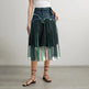 Street Fashion High Waist A-line Denim Mesh Midi Skirt - EX-STOCK CANADA