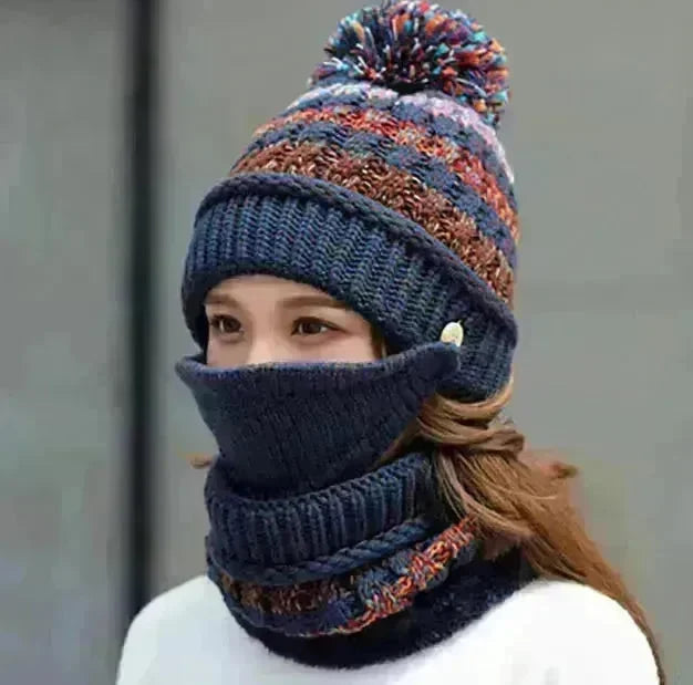 Fall Winter knitted Woolen Balaclava Beanie hat for women - EX-STOCK CANADA