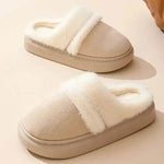 Fashion Warm Cotton Slippers For Women Leisure Thick Bottom Non-slip Plus-velvet House Shoes Winter Bedroom Floor Suede Slipper - EX-STOCK Canada