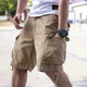 Workwear Loose Plus Size Solid Color Casual Cargo Shorts Men