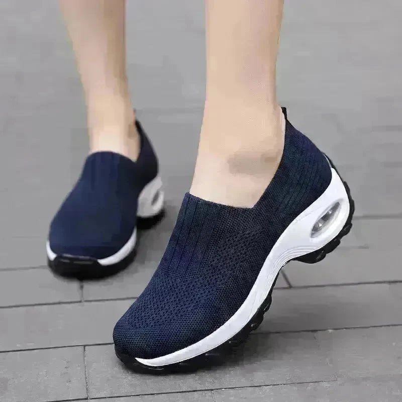 Mesh Sports Shoes Breathable Slip On Air Cushion Sneakers Casual Thick Bottom Heightened Shoes for Women - EX-STOCK CANADA