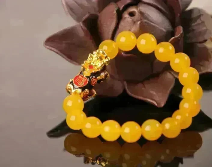 3D Gold Plated PiXiu Crystal Beaded Bracelet - EX-STOCK CANADA