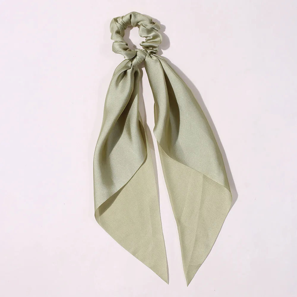 Cute Hair Silk Bow Scrunchie Vintage Satin Scarf Scrunchie - EX-STOCK CANADA