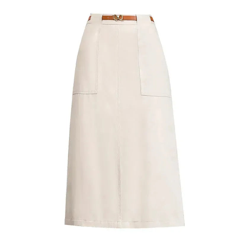 A- Line Temperament Women's Professional Formal Office Work Back Slit Midi business Skirt - EX-STOCK CANADA