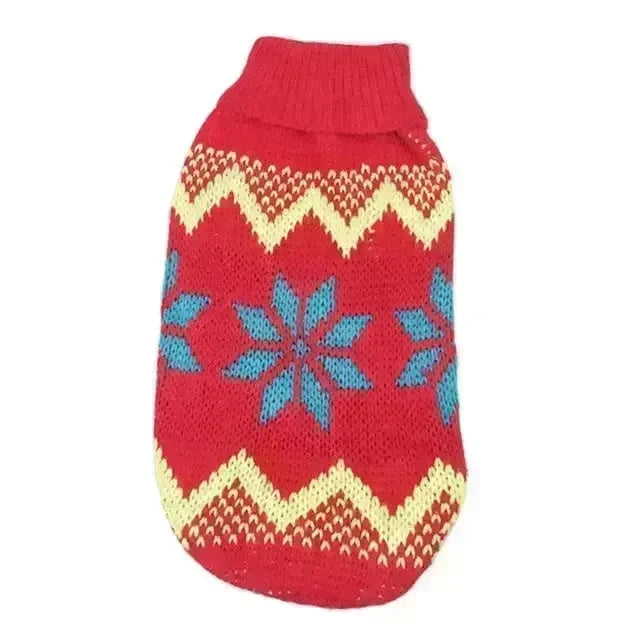Christmas Maple Snowflake Turtleneck Knitted Sweater Pet Clothes - EX-STOCK CANADA