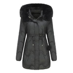 Autumn Winter Fur Collar Algodón Long Winter Chaqueta para mujeres