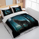 Moon Wolf Bedding Green Watercolor Forest Wolf Landscape Duvet Cover Sets 3 Pieces Wild Animal Bedding Set Twin Full Queen King Size EX-STOCK Canada 