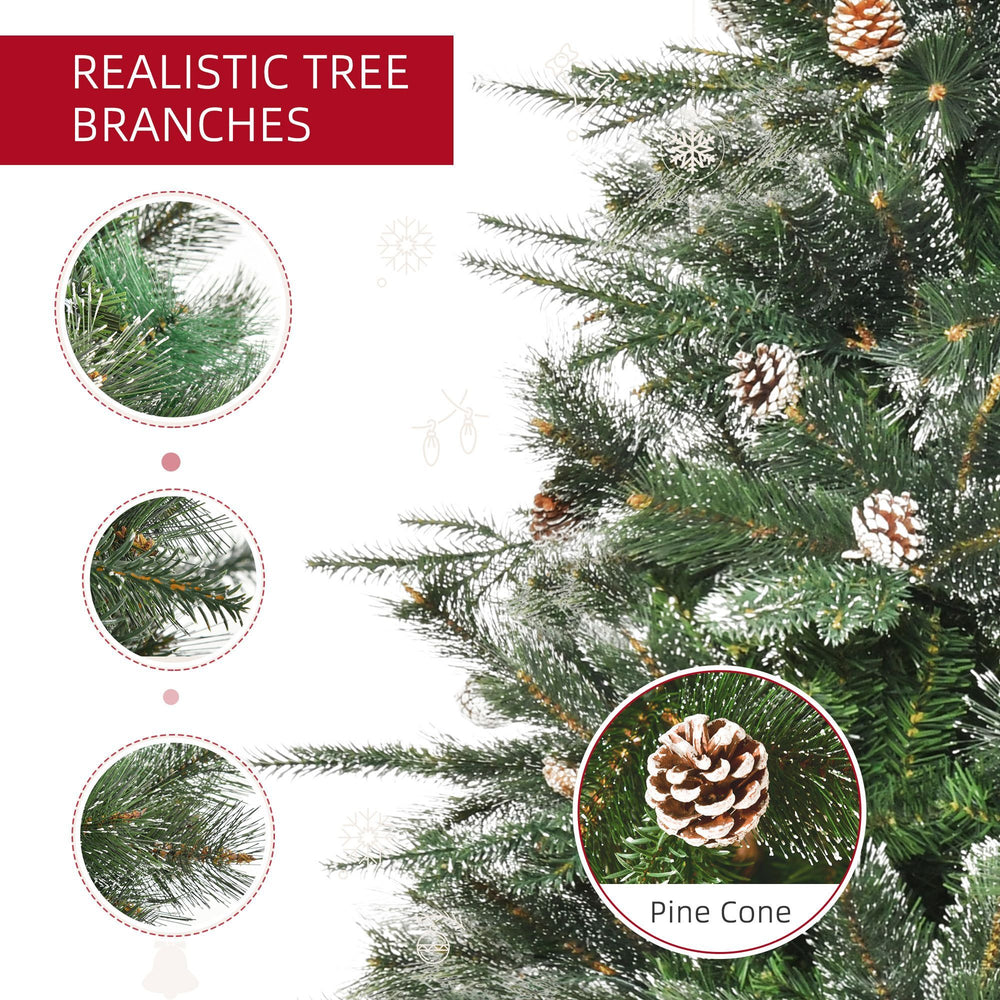 HOMCM 6FT Artificial Christmas Snow Pine Tree Holiday Home Xmas Decoration With Automatic Open, Pinecone, Green EX-STOCK Canada 