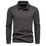 Fashion Lapel Plain Lapel Polo de manga larga para hombres Autumn Polo sudadera